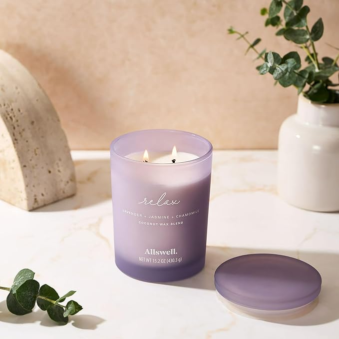 Frosted Scented 2 Wick Candles AW (Relax (Lavender + Jasmine + Chamomile))