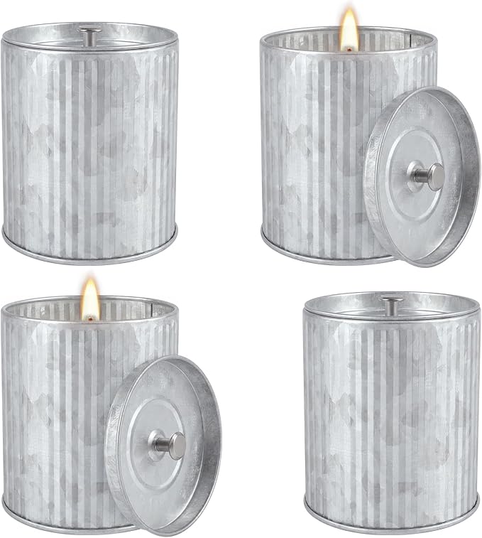 4Packs Citronella Candles Outdoor Indoor,Natural Soy Wax Scented Candles,Long Lasting Burning for Home Gardon Patio Balcony,Summer Gift,Silver 4oz