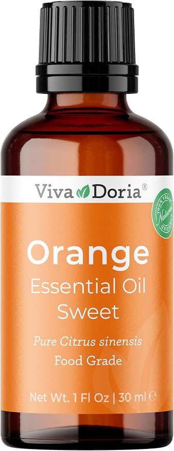 Viva Doria 100% Pure Sweet Orange Essential Oil, Undiluted, Food Grade, USA Orange Oil, 30 mL (1 Fl Oz)