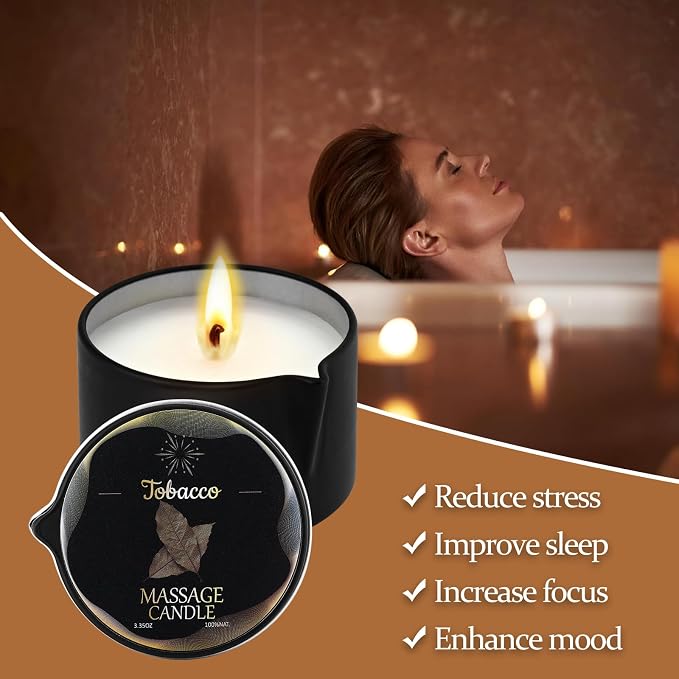 3 Pack Massage Oil Candles, Low Temp Soy Based Massage Candle Set, Assorted Scents for Massage Therapy, Relaxation & Home Spa Self Care