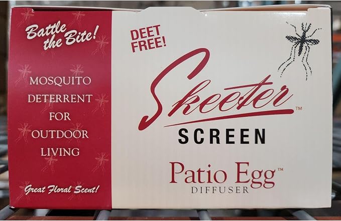 Skeeter Screen Patio Egg Diffuser – Decorative Essential Oil Set with 3-Month Supply – No Flame or Power – Includes Beaker & Netting – Patios, Garages, Stables – Covers Up to 300 Sq Ft