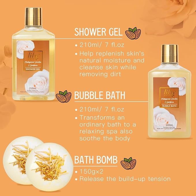 9Pcs Spa Gifts Set Birthday Gift Spa Kit Vanilla Spa Gift Baskets for Women