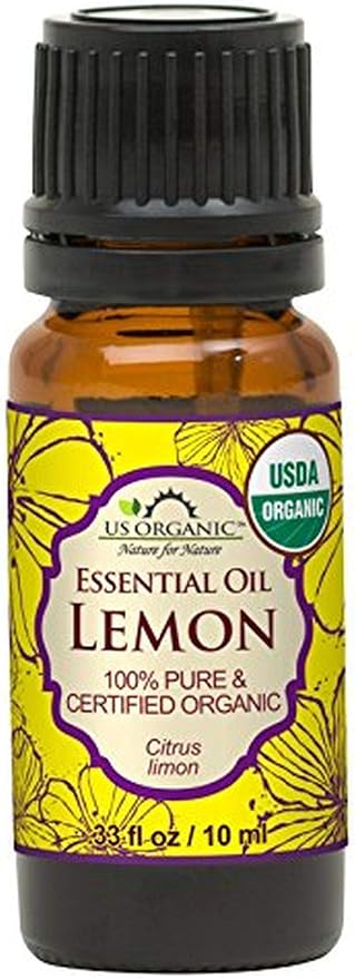 US Organic 100% Pure Lemon Essential Oil - USDA Certified Organic, Cold Pressed - W/Euro droppers (More Size Variations Available) (10 ml)