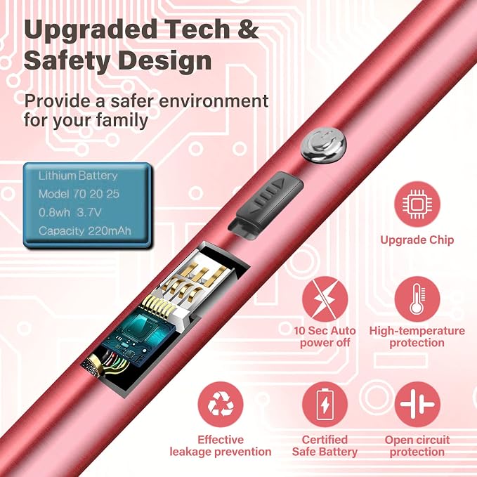 Electric Candle Lighter Windproof USB Rechargeable Flameless Long Neck Lighter for Candles Gas Stove Fireplace BBQ Kitchen Grills (Rose Pink)