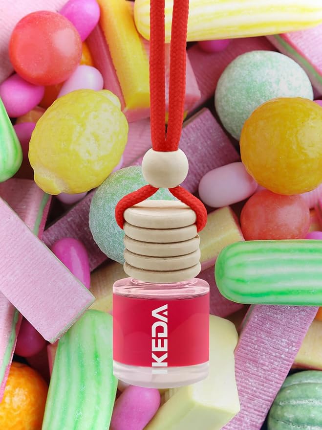 Ikeda Car Air Freshener: Hanging Car Smell Air Freshener | 10ml Hanging Car Perfume | Long Lasting Fragrance | Strong Scents Diffuser for Auto Home (Bubble gum|Circular)