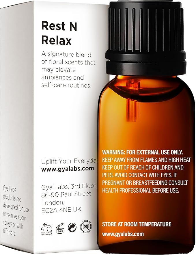Gya Labs Rest & Relax Essential Oils Blends - 0.34 Fl Oz - for Diffuser, Home, Humidifier, Aromatherapy and DIY Candle Making Scents