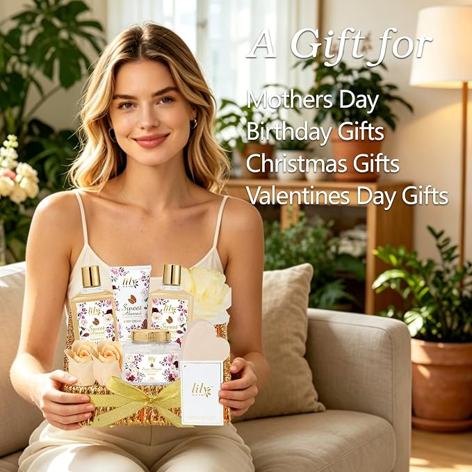 Gifts for Women, Birthday Gift - 9 Pcs Bath and Body Gift Basket Set Spa Gift Basket Set for Women, Gift Set | Perfect Christmas, Valentines Day Gifts for Her, Mothers Day Gift Basket for Mom