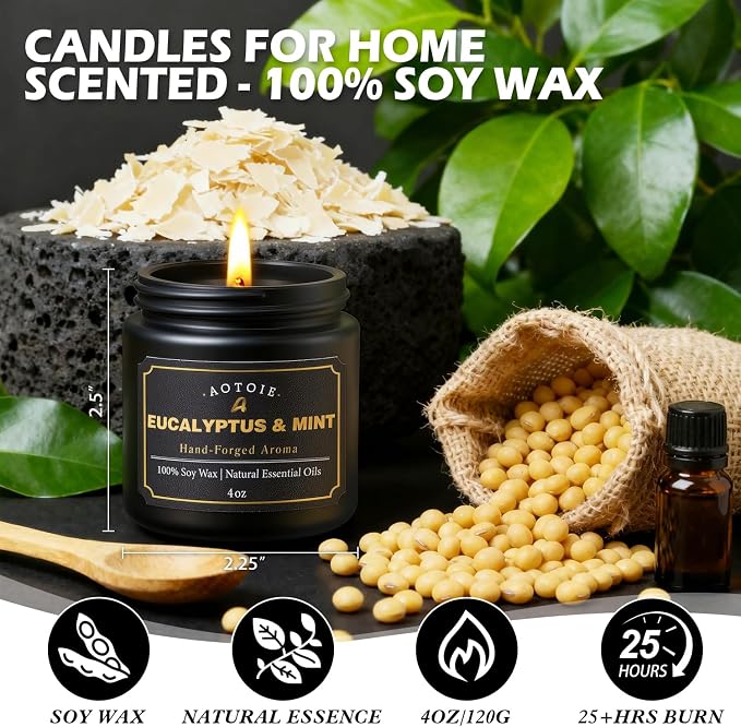 Mens Scented Candle Gift Set, 9 Pack Candles for Men, 36 oz Soy Candle, 200+ Hours Burn Time, Aromatherapy Gifts for Men, Boyfriend, Husband for Christmas, Valentines Day, Father’s Day, Birthday