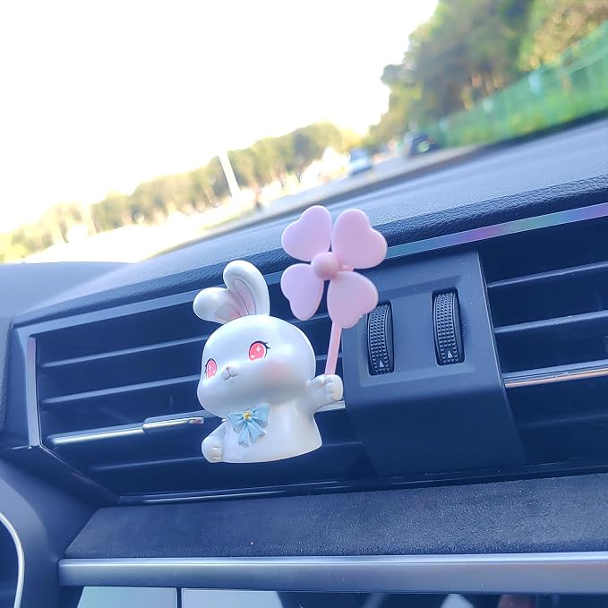 Cute Car Air Freshener Vent Clips, 3D Animal with Mini Fan Diffuser Vent Clip, Air Conditioning Decoration Car Accessories for Women and Men