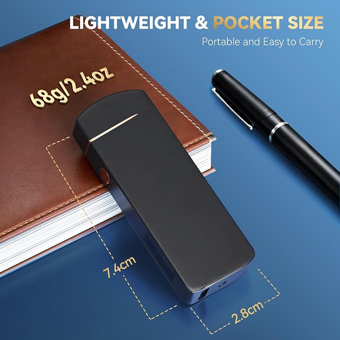 Coquimbo Fathers Day Dad Gifts for Men Him Husband from Daughter Son Wife, Electric Lighter USB Rechargeable Windproof Flameless Dual Arc Plasma Lighters for Candle Incense Camping (Black)