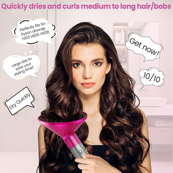 Upgraded 6IN Diffuser Attachment for Dyson Airwrap Styler HS01 HS05 HS08, Hair Diffuser Nozzle for Fast Drying and Styling Wave Curly Thick Hair