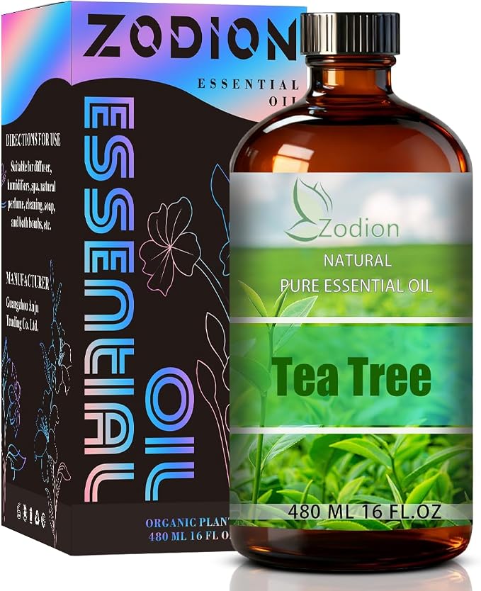 Tea Tree Essential Oil - Tea Tree Fragrance Oil for Diffuser, Massage, Humidifier, DIY Candle, Soap Making, Home, Bath, Yoga - 16 fl oz (480ml) - ZODION Essential Oils