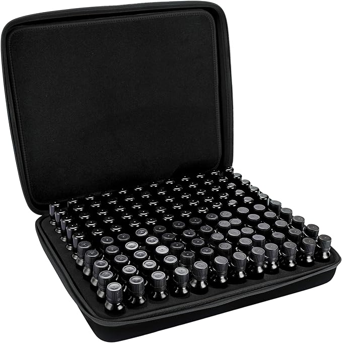 Hipiwe 120 Bottle EVA Essential Oil Storage Carrying Case Hard Shell Exterior Essential Oils Organizer Holder Traveling Bag with Foam Insert, Holds 5ml 10ml 15ml Essential Oils