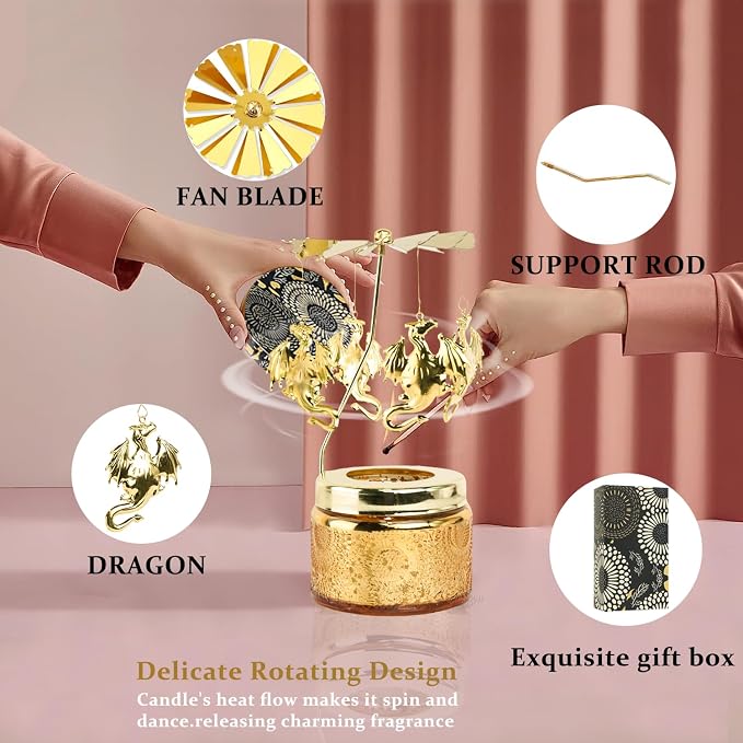 Dragon Candle Birthday Gifts for Women,Rotating Scented Candles Funny Gifts for Best Friends,Her,Grandma Wife,Home Decor,Scented Candle with Gift Box