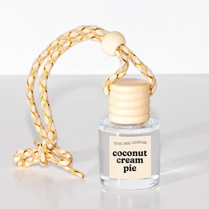 COOLGIRLCANDLES Coconut Cream Pie Car Hanging Fragrance Oil Air Freshener for Essential Oils, Long Lasting Automobile Diffuser Bottle