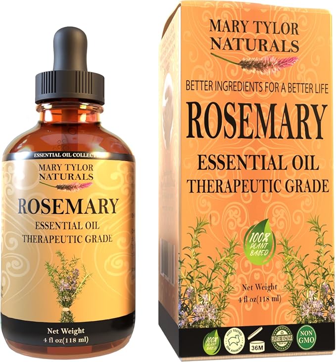 Rosemary Essential Oil (4 oz) Premium Therapeutic Grade, 100% Pure and Natural, Perfect for Aromatherapy, Diffuser, DIY by Mary Tylor Naturals