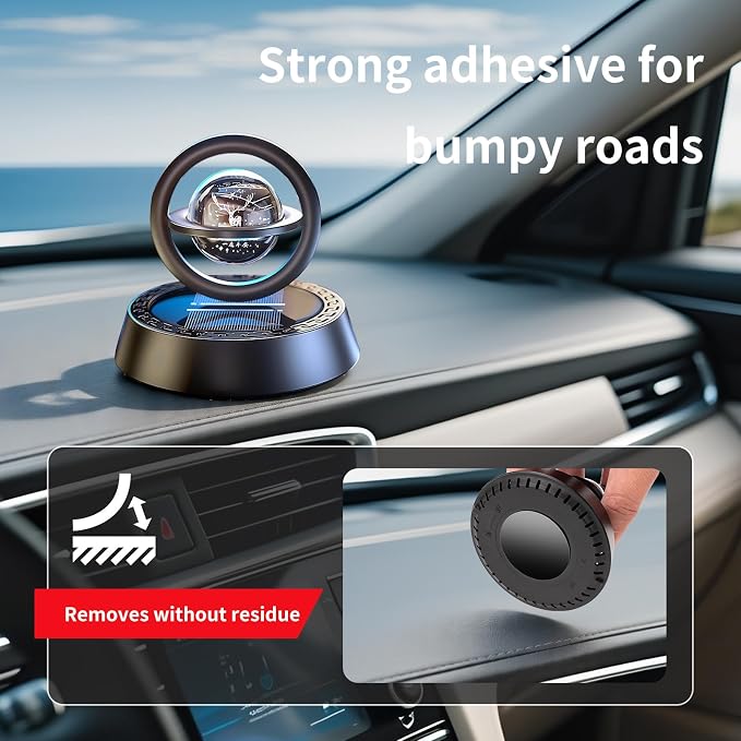 Kwak’s Solar-Powered Rotating Car Aromatherapy Auto-Spinning Ornament with Refillable Scent Pad, Subtle Ocean Fragrance, Ideal Gift for Men Women Dad Husband for Dashboard (Red-1)