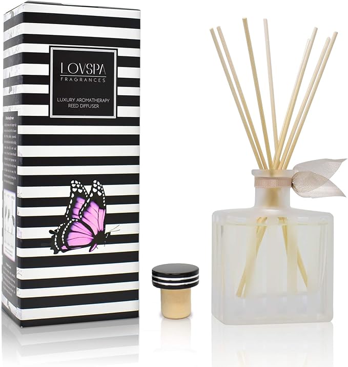 Reed Diffuser Set, Vanilla & Patchouli Scented Oil Diffuser with Sticks, Home Fragrance Accessories for Bathroom Shelf Decor, Aroma Diffusers for Home or Office Fall Decor, USA Made