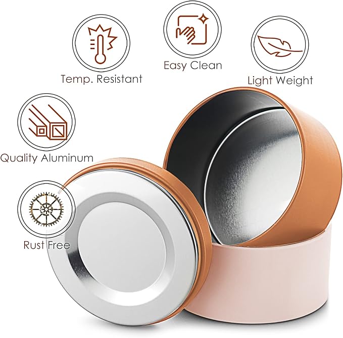 Hearth & Harbor Tin Candle Jars for Making Candles - DIY Candle Containers with Lids - Metal Candle Jars - Bulk Tins Storage for Candle - (24 Pieces) - (8 Ounces) - Solid Peach and Copper