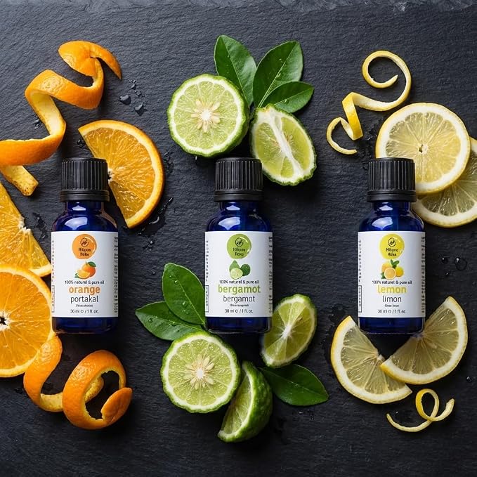 Citrus Essential Oils Set – Orange, Bergamot & Lemon, Cold Pressed Citrus Bergamot Oils for Diffuser, 100% Pure Undiluted, 1 fl oz Each, 3-Pack