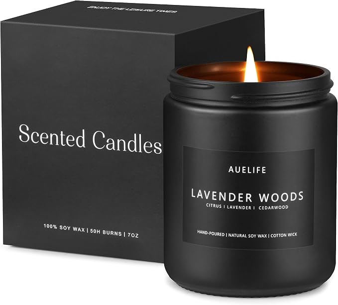 Lavender & Wood Scented Candle, Candle for Men | Father Day Gift, Soy Wax, 50H Burn Time