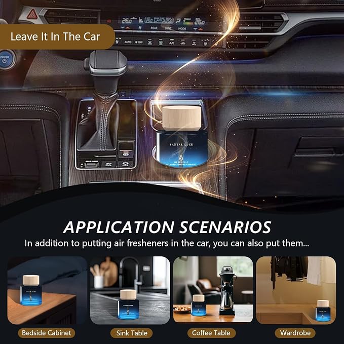 Car Air Freshener 50ML (1.7 FL OZ) Car Air Fresheners Perfume - Spicy Sandalwood Fragrance Oil Air Diffuser for Car, 180+ days Long Lasting Fragrance, Wooden Cup Design Car Fresheners, Made in USA