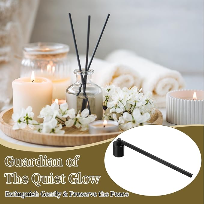 uxcell Candle Snuffer, Candle Extinguish with Long Handle, Wick Flame Snuffer Extinguish Accessory Cylinder-Shaped for Putting Out Flame Home Decor Gifts, Black