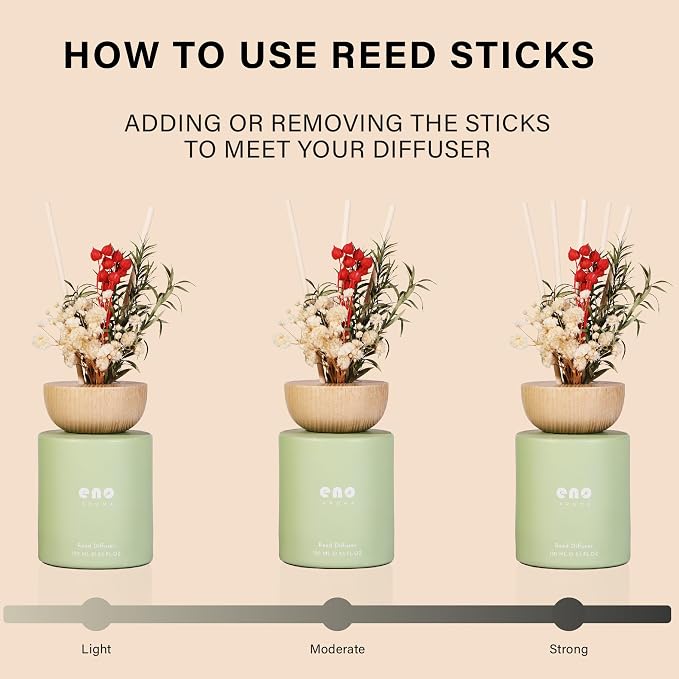 Reed Diffuser Set with Dried Flowers, 5.1 fl oz / 150ml, Moso Bamboo - Home Fragrance Diffuser with Sticks for Bathroom Shelf Decor, Bedroom, Office & Gift