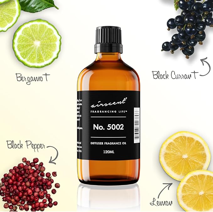 AirScent Creed-Aventus-Inspired Diffuser Oil - No. 5002 Perfume Dupe - Premium Fragrance Oil Blend for Ultrasonic and Waterless Diffusers and Crafting - 30 ml, 1 fl oz Glass Bottle with Dropper