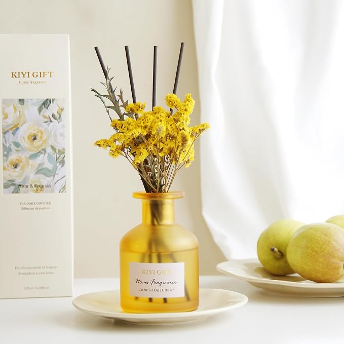 Reed Diffuser Set, Scent Diffuser with Sticks, Home Fragrance, Reed Diffuser for Bathroom, Shelf Decor, 4.06oz Pear Freesia