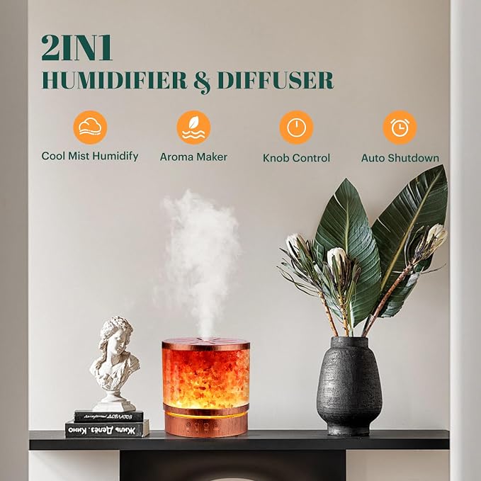 Essential Oil Diffuser Himalayan Salt Lamp Combo 400ml Ultrasonic Cool Mist with 7 Color Changing LED Perfect for Large Rooms Aromatherapy Diffuser Ideal Gift for Moms, Women, and Birthdays