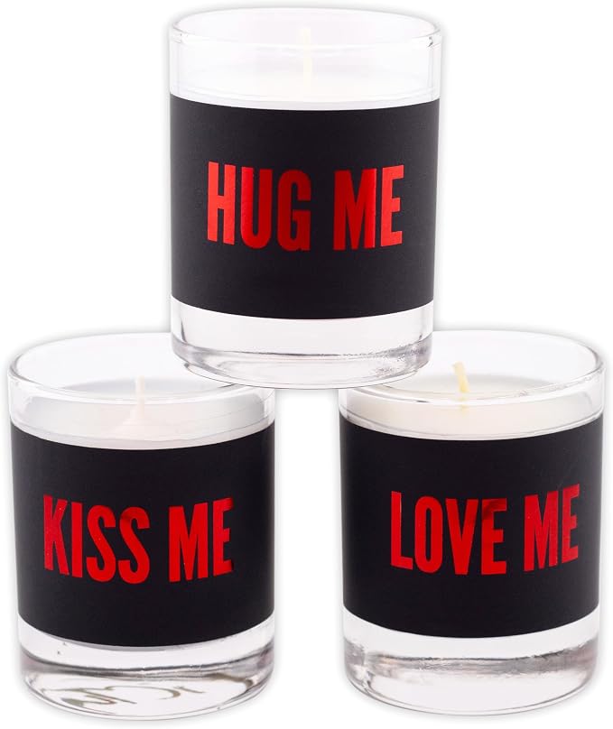 Happy Valentines Day Candle Gift Set - Spices & Evergreen, Tobacco Vanilla, Peach Mango - Gifts, I Love You Gifts, Sexy Romantic Scented Candles (2.7 Oz. 3 PCS)