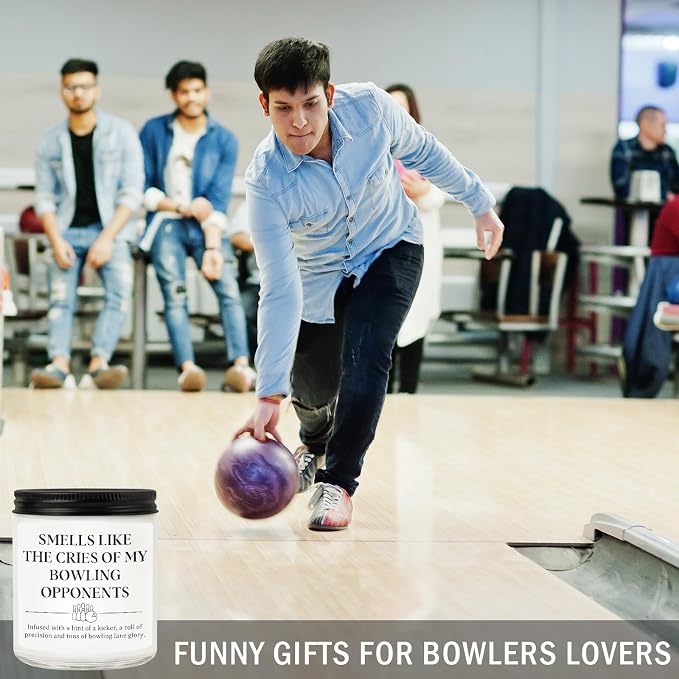 Bowling Lovers Gifts for Men and Women - Best Gifts for Bowlers, League Players & Friends - Cool Bowling Accessories & Themed Stuff - Birthday Gift for Bowlers, Soy Wax Lavender Scented Candle