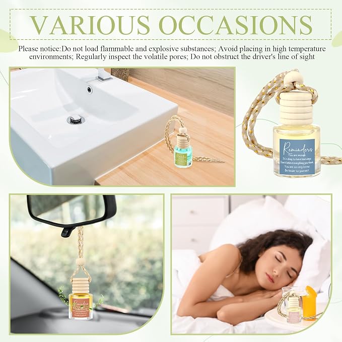 Funnymoom 36 Pcs Cna Gifts Bulk Empty Glass Essential Oil Diffuser Car Air Freshener Diffuser Hanging Ornament for Coworkers Office Staff