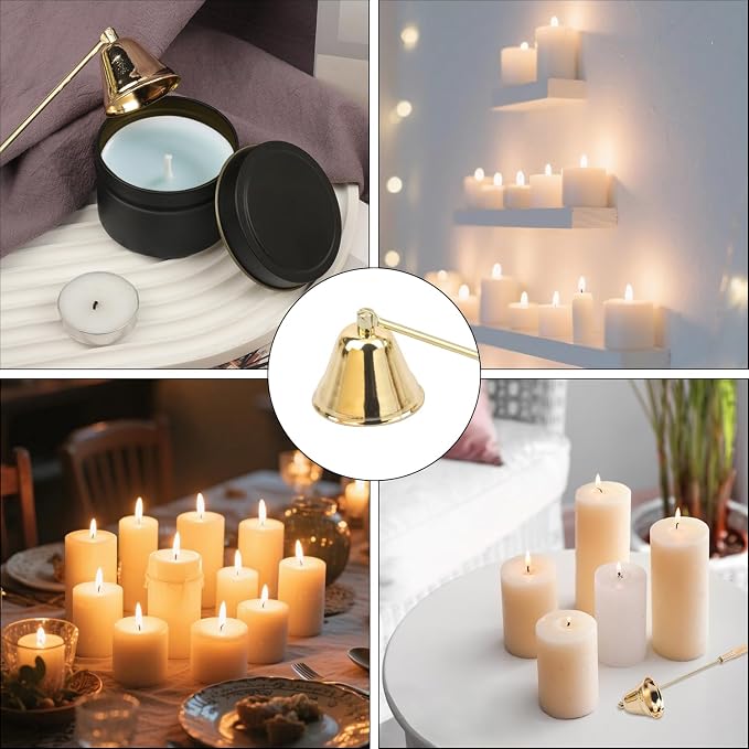 7 Pack 8.3 Inch Gold Candle Snuffer Set, Candle Wick Snuffer Elegant Home Décor Accessory for Scented Candles