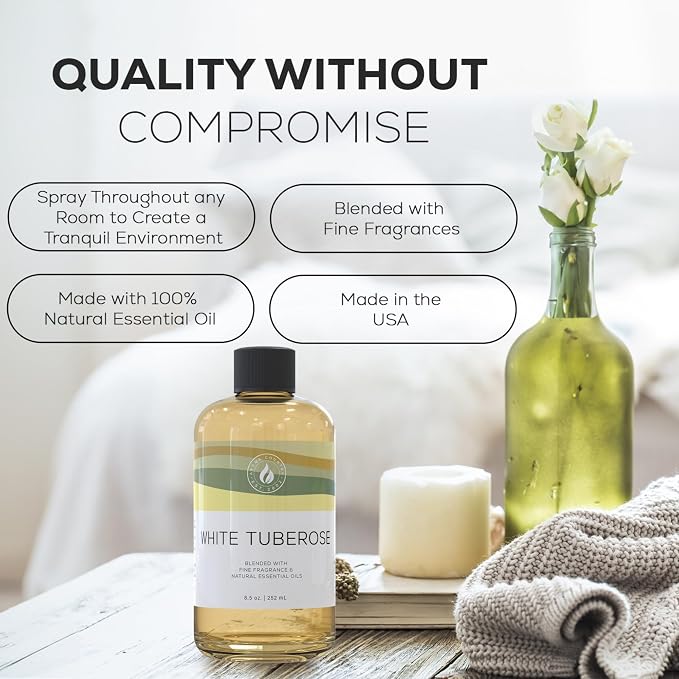 Aroma Country White Tuberose Luxury Diffuser Oil Refill & Fragrant Room Spray for Reed Diffusers, Electric Machines, and Oil Warmers (8.5 Fl. oz)