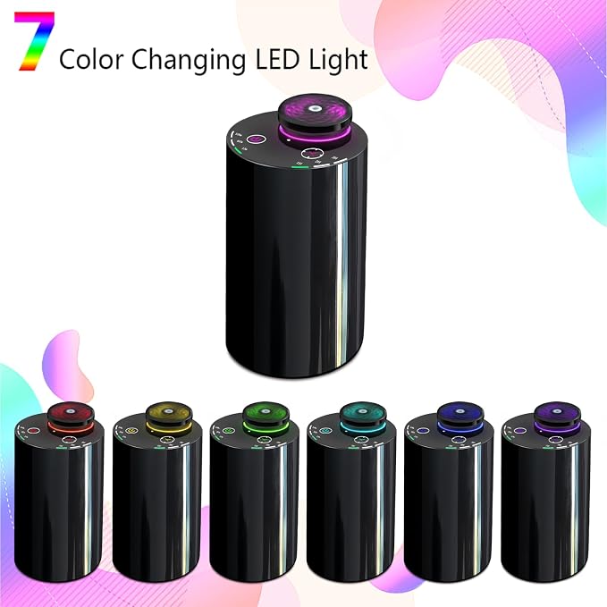 Waterless Essential Oil Diffuser - Cordless Portable Aromatherapy Scent Diffuser for Home, Car & Travel, USB Rechargeable with Timer & Mood Light, Perfect Bedroom, Office, Gift Idea