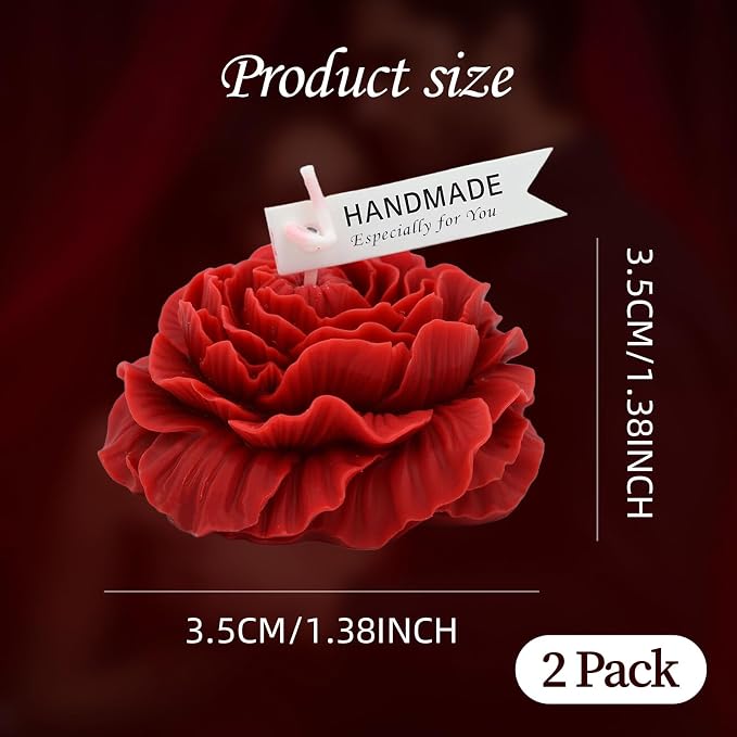 118.4°F 2 Pcs Low Temperature Candles Peony Flower Shaped Scented Candles Low Heat Body Safe Candles Wax Play for Couples Date Night (2, Wine red)