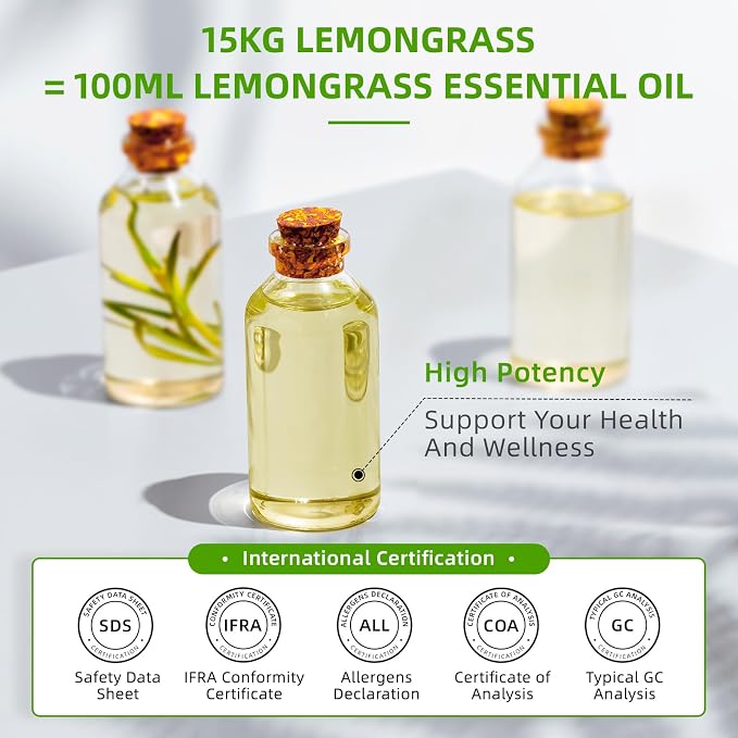 HIQILI 32 Fl Oz Lemongrass Essential Oil, Premium Oils