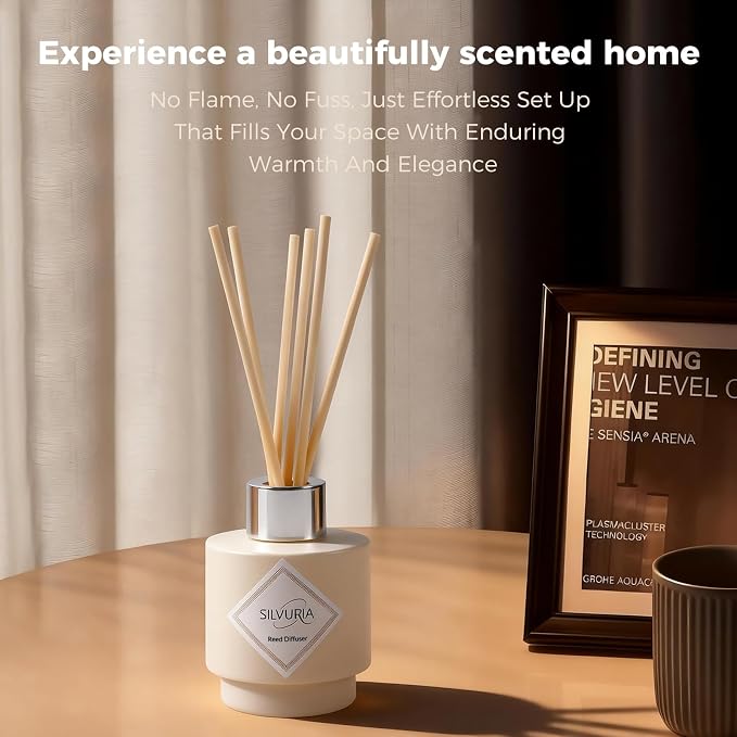 Eucalyptus & Mint Essential Reed Diffuser Set,100ml(3.38fl.oz) Scented Oil,Room Diffuser with 6 Sticks for Living Room,Office,Bedroom