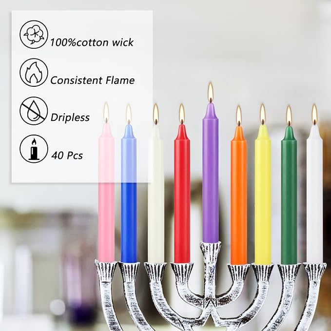 YOROXRG 40 Pack Spell Chime Candles-4 Inch Multi-Colored Taper Candles Sticks-for Home Decor Kitchen Decor Wedding Decoration-10 Colours