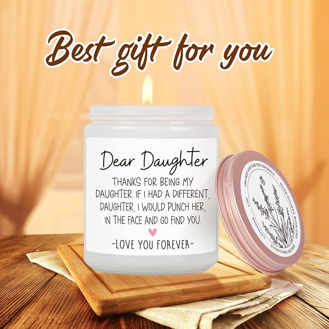 Funny Scented Candle Gift for Daughter from Mom Dad, Dear Daughter Candle, Best Daughters Stepdaughter Candles Gifts for Her Adult, Birthday, Graduation, Wedding, Thanksgiving, Christmas-78
