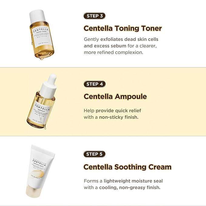 SKIN1004 Centella Travel Kit, Korean Skin Care Set with Toner, Moisturiser, Serum, Cleansing Oil & Cleanser, Travel Size Set with Madagascar Centella, Sensitive Skin, Perfect for Travel Beauty & Gifts
