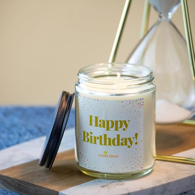 9oz Vanilla Buttercream Sweet Scented Happy Birthday Candles Gifts for Women, Men, Dad, Sister, Teacher, Happy Birthday Candle Gift for Mom, Friends & Girls