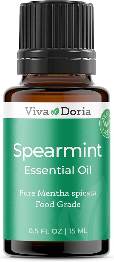Viva Doria Spearmint Essential Oil, 100% Pure, Natural Spearmint Essential Oil, Spicata Variety, Undiluted, for Aromatherapy | Food Grade, 15 mL (0.5 Fluid Ounce)