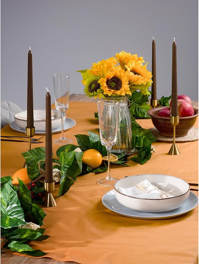 CANDWAX 10 inch Taper Candles - Set of 4 Dripless Tapered Candlesticks - Unscented, Perfect for Dinner and Household Use - Brown Candles for Home Decor