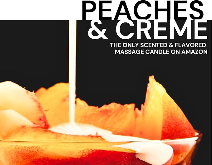Massage Candle for Date Night 4 oz Peaches & Cream, Oils for Couples Made in USA