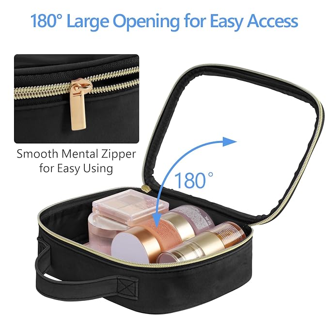PACKISM Clear Makeup Bag Combo Pack, 1 TSA Approved Medium & Large for Checked Luggage, Clear Toiletry Bag with Handle, Water-resistant Travel Essentials Organizer, Black
