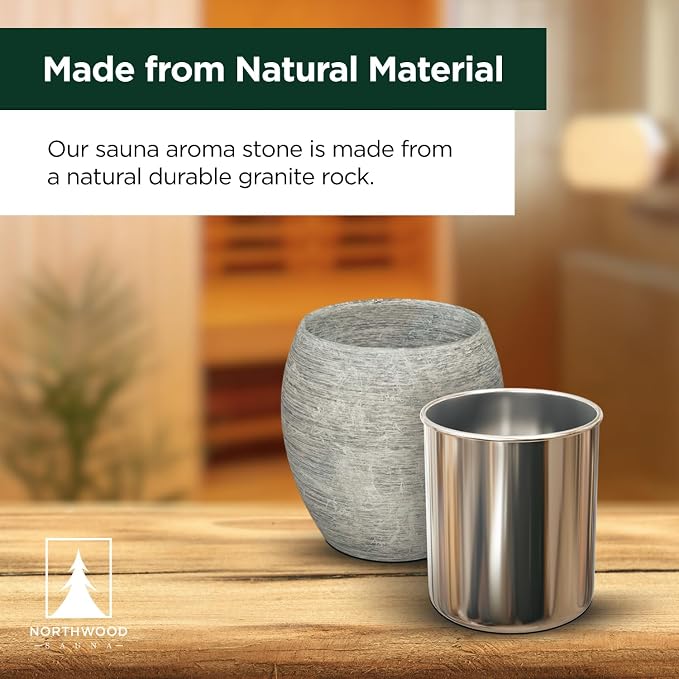 Northwood Sauna - Sauna Aromatherapy Stone Cup - Essential Oil Diffuser - Natural Rock with Stainless Steel Bowl (XL Size)