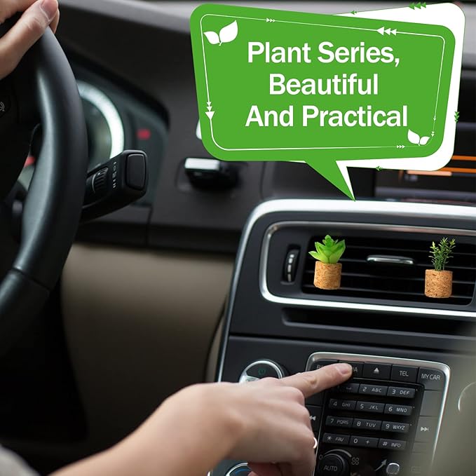 Tallew 4 Pcs Succulent Air Vent Clip Car Accessories Cute Plant Green Decoration Boho Car Accessories Gift Air Freshener for Women Girl Man Father Mini Artificial Plant for Interior Clips Diffuser